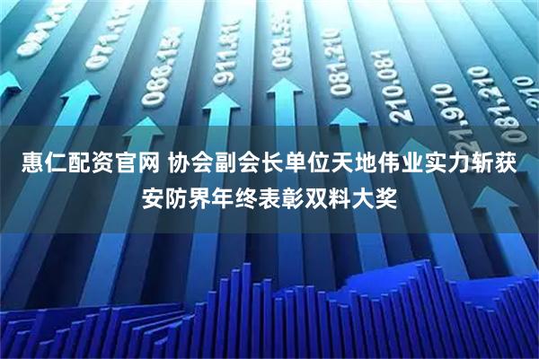 惠仁配资官网 协会副会长单位天地伟业实力斩获安防界年终表彰双料大奖